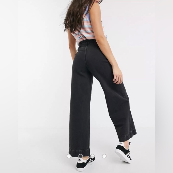 ASOS Design easy high waist wide leg jeans 🐈⬛ black denim 🐈⬛ - Picture 4 of 12